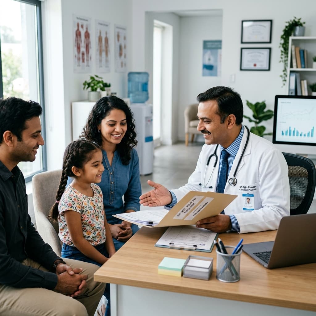 Dr. Harish in consultation with a patient at RJH Clinic
